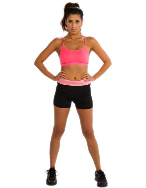 Wholesale Ladies Black Shorts With Pink Waistband From Gym Clothes