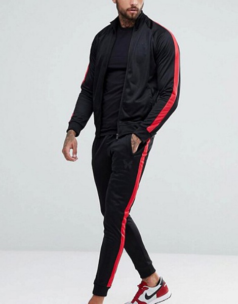 Wholesale Polyester Active Track Suit With Side Stripes From Gym Clothes