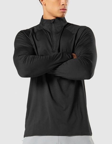  Men's 1/4 Zip Pullover Quarter Zip Fitted Running Shirt Long  Sleeve Gym Quick Dry Lightweight Workout Tee Shirts(Black,Small) :  Clothing, Shoes & Jewelry