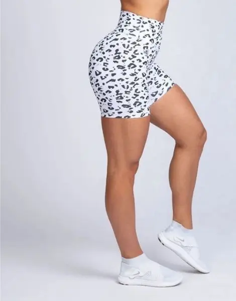 White leopard 2025 print biker shorts